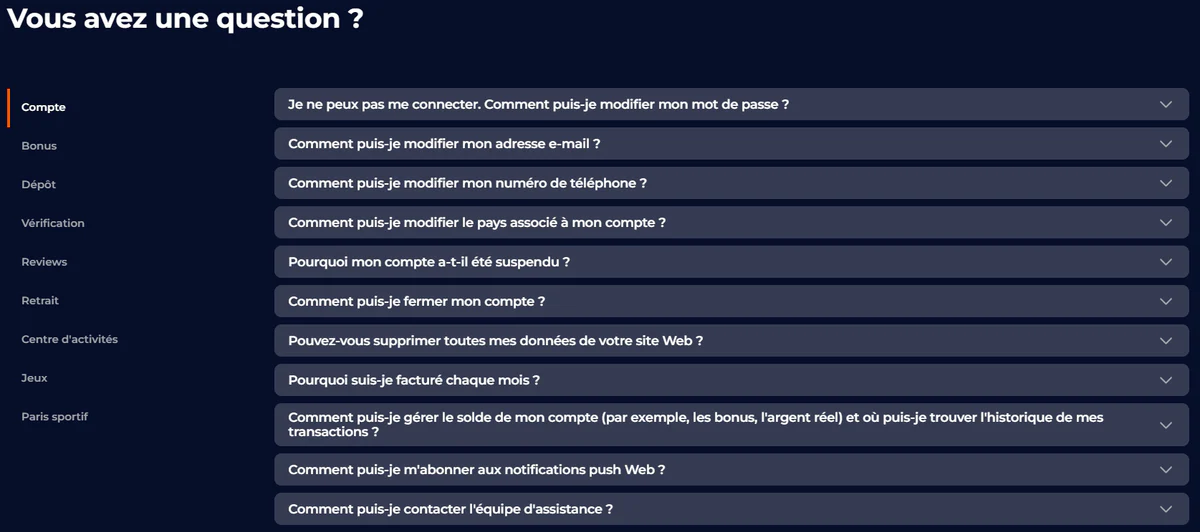 Nine Casino centre d’aide avec FAQ sur le compte, les bonus, les dépôts, les retraits et les paris sportifs